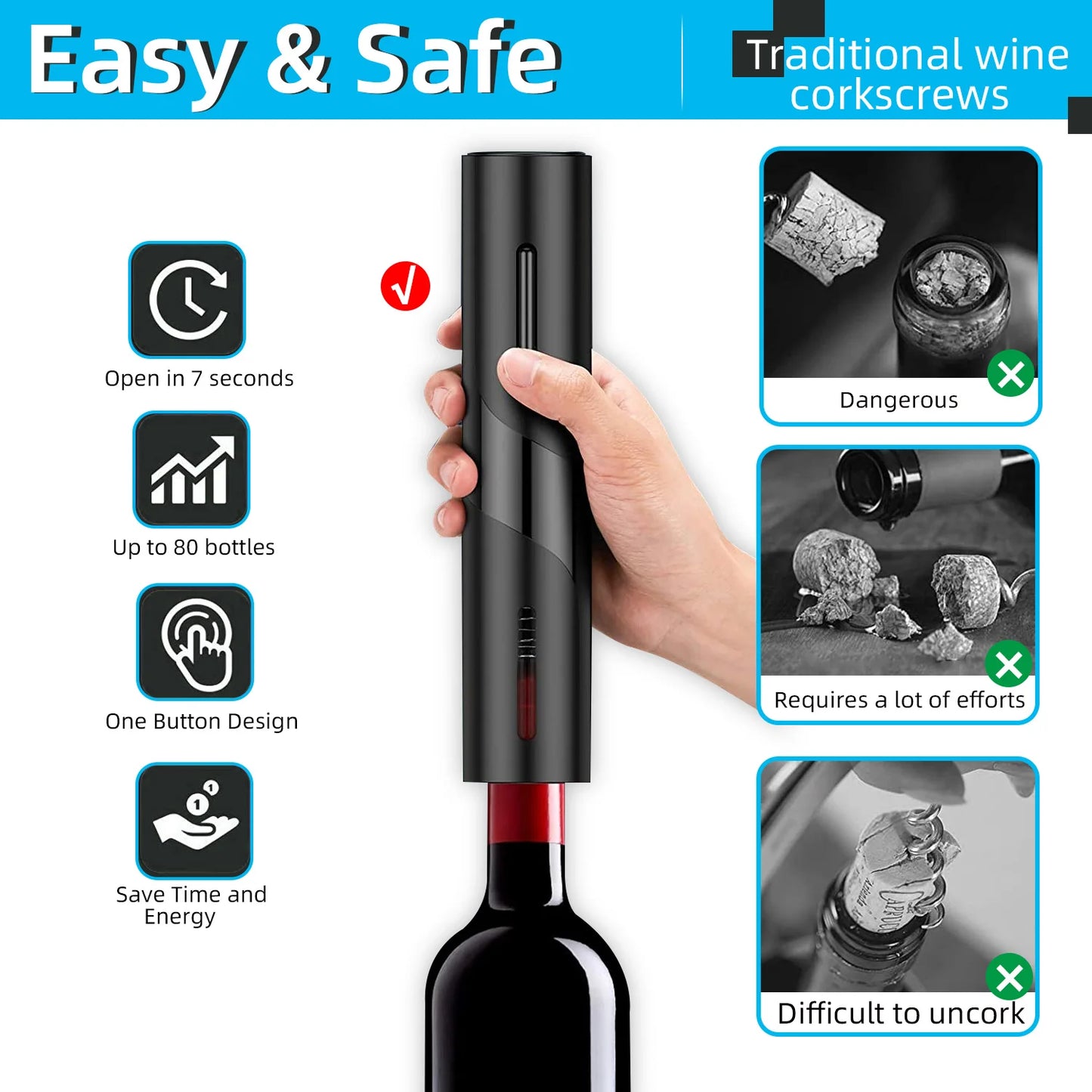 Electric Wine Opener - LifestyleLuxe Market: Effortless Wine Uncorking!