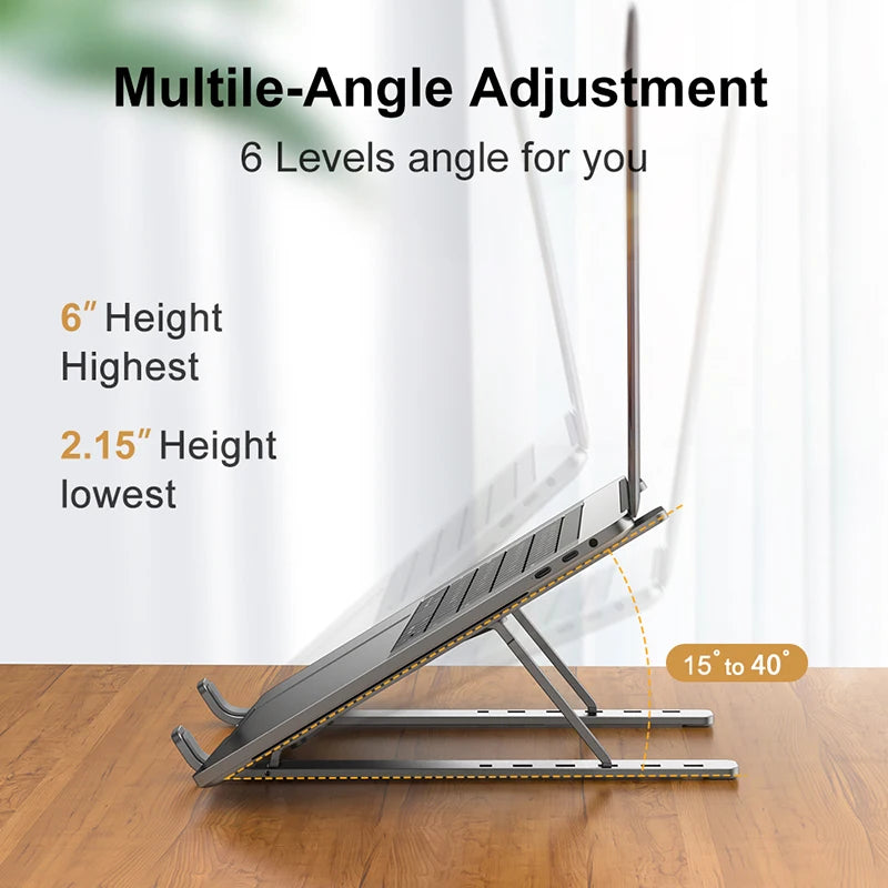 Adjustable Aluminum Alloy Laptop Holder Stand - LifestyleLuxe Market: Elevate Your Workstation with Style and Comfort!