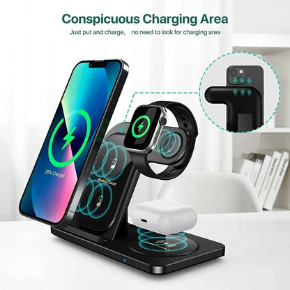 3-in-1 Wireless Charger Stand Pad For Airpods, Iphone, and Imax watch - LifestyleLuxe Market: Streamline Your Charging Experience!