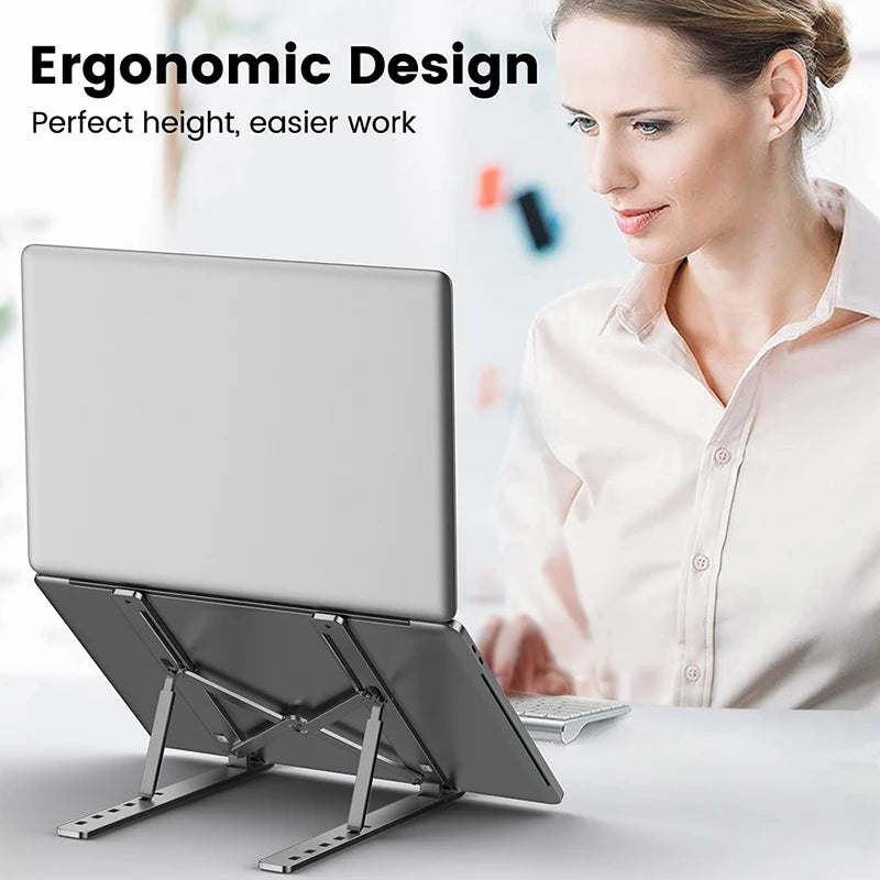 Adjustable Aluminum Alloy Laptop Holder Stand - LifestyleLuxe Market: Elevate Your Workstation with Style and Comfort!