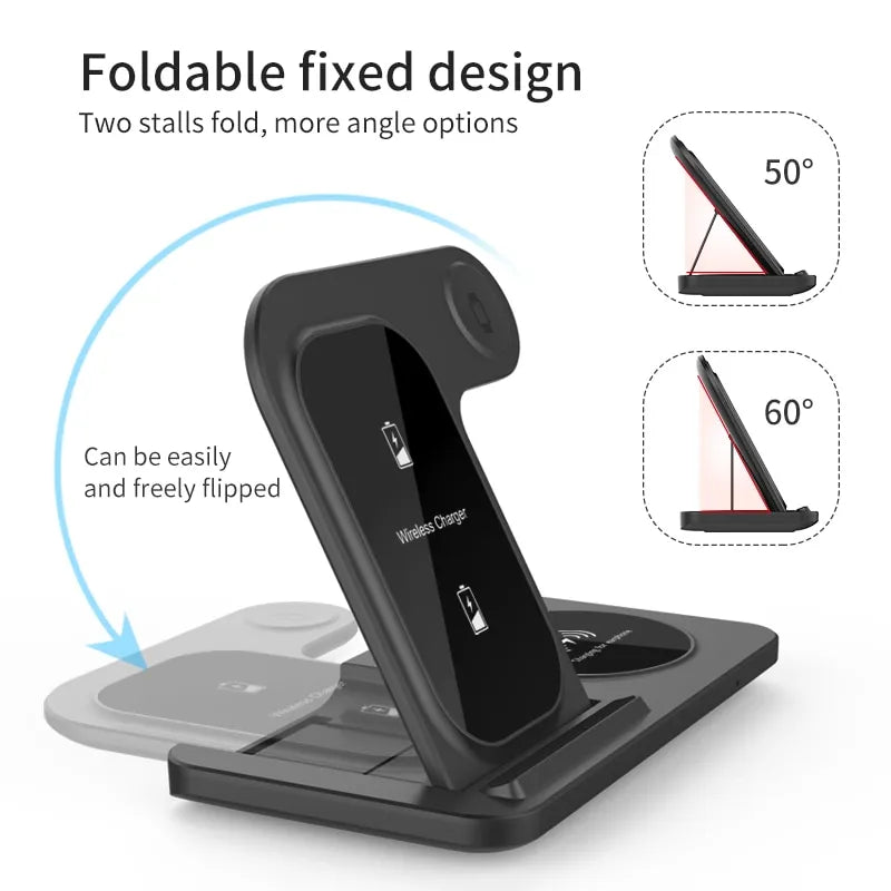 3-in-1 Wireless Charger Stand Pad For Airpods, Iphone, and Imax watch - LifestyleLuxe Market: Streamline Your Charging Experience!